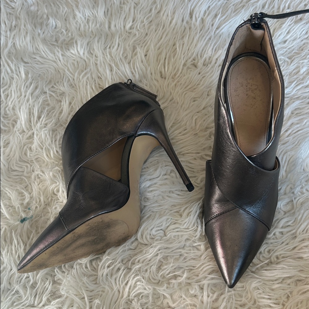 Zara Chic Metallic Black Pointed Heels